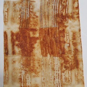 29 x 24 cm Tea Rust Dyed Fabric Remnant – Eco-Dyed Textile Panel for Patchwork Stitching