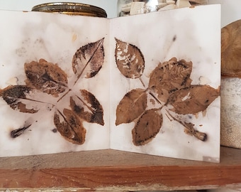 Eco Dye Print Paper Book: Natural Leaf Collage Art, Junk Journal Supplies