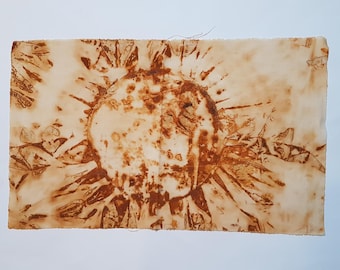 Rust Dyed Fabric Piece: Hand dyed unique original cloth Textile (45 x 27 cm)