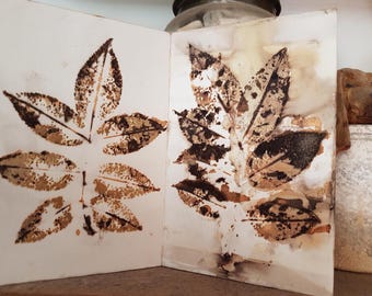 Eco Dye Print Paper Book: Natural Leaf Collage Art, Junk Journal Supplies