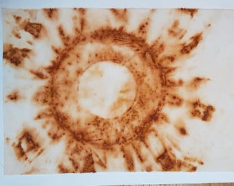 Rust Dyed Fabric Piece: Hand dyed unique original cloth Textile (52 x 34 cm)