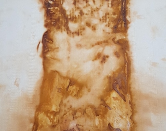 Rust Hand Dyed Unique Fabric: Textile panel (23 x 25 cm)