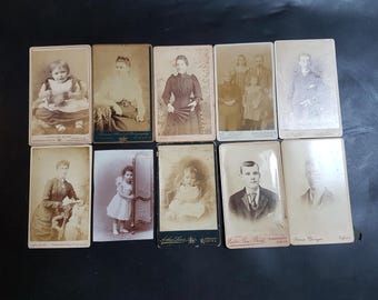 10 Antique Victorian Studio Portraits, Paper Ephemera for Junk Journal Craft Making