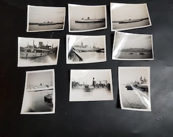 Set of 9 Vintage Ship Photographs for Ephemera, Junk Journal Crafting
