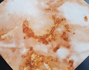 Rust Dyed Fabric Piece - Original print hand dyed textile panel (20 x 20 cm)