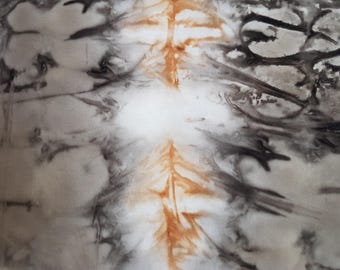 32 x 24 cm tea rust dyed rusty art cloth slow eco dyeing natural dye organic patterned textile fabric remnant panel patchwork stitch quilt