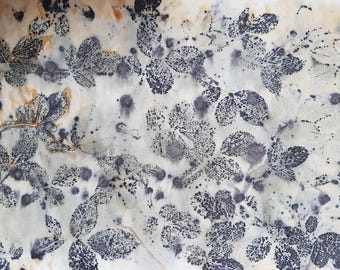 Eco Dyed Textile Art: Rose Leaf & Rust Fabric (31 x 21 cm)