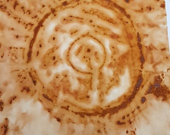 Rust Dyed Fabric Piece: Hand dyed unique original cloth Textile (41 x 39 cm)