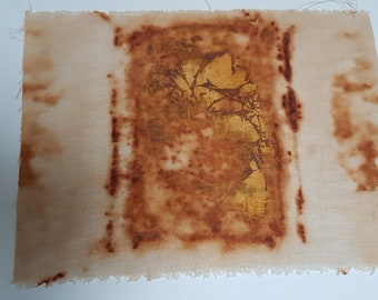 33 x 24 cm eco dyeing ecodyed rust print rusty files textile art natural dye cloth fabric sew quilt patchwork stitch dyed printed design