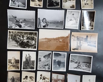 Set of 31 Vintage Seaside Photographs for Ephemera, Scrapbooking, Junk Journal Crafting