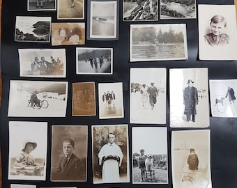 Set of 36 Vintage Photographs of land, sea, dogs, children, people etc. for Ephemera, Scrapbooking, Junk Journal Crafting
