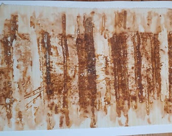 Eco Dyed Rust Print Fabric, Textile Art (50x35cm)