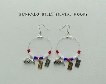 Buffalo Bills Hoop Earrings: Eclectic Silver Plated Jewelry