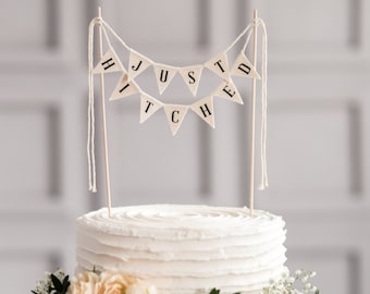 Just Hitched Wedding Cake Topper Banner, rustic wedding cake topper, wedding vintage cake toppers, rustic wedding decor, rustic cake topper