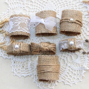 Burlap Wedding Napkin Rings, Rustic Wedding Decor, Rustic Wedding Napkin, Wedding Table Decor, Rustic Wedding, Wedding Napkin Rings image 2