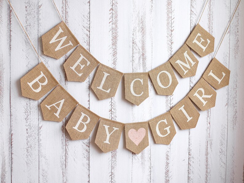 Baby Girl Banner Burlap Baby Girl Banner Custom Baby Etsy