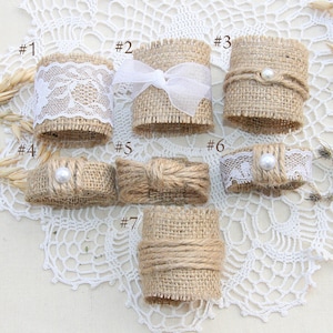 Burlap Wedding Napkin Rings, Rustic Wedding Decor, Rustic Wedding Napkin, Wedding Table Decor, Rustic Wedding, Rustic napkin holder image 6