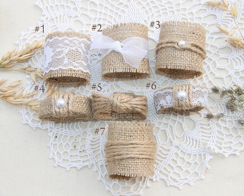 Burlap Wedding Napkin Rings, Rustic Wedding Decor, Rustic Wedding Napkin, Wedding Table Decor, Rustic Wedding, Rustic napkin holder image 6