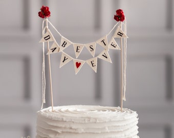 Best Day Ever Wedding Cake Topper Banner, wedding cake toppers, rustic wedding decor, rustic cake bunting, Rustic Cake Banner