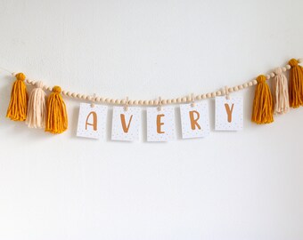 Fall Shades Birthday Banner, Tassel Garland 1st Autumn banner, Rust Mustard boho birthday. Earth Shades Yarn tassel garland, Fall birthday