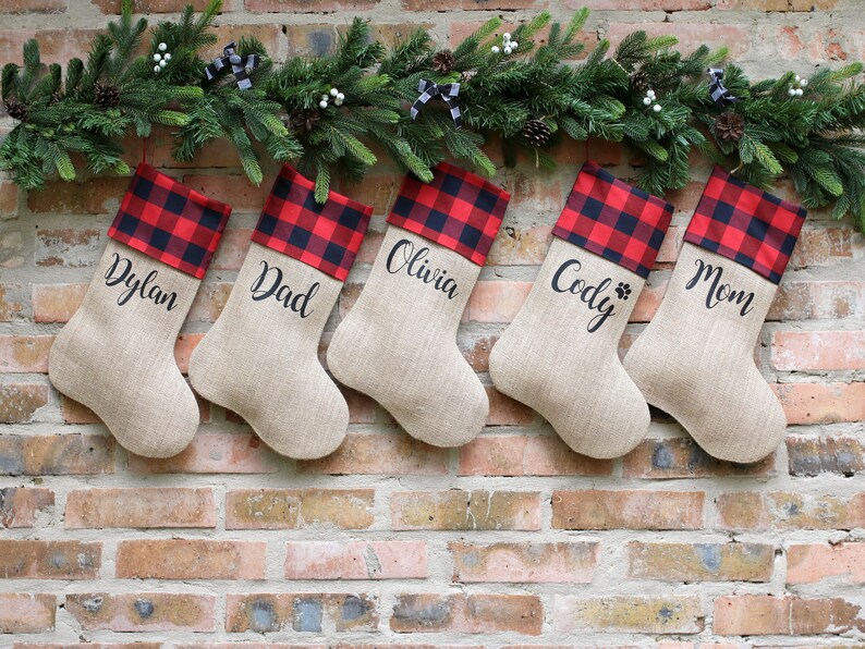 personalized christmas stockings, rustic christmas stocking, burlap christmas stocking, christmas stocking, personalized stockings image 1