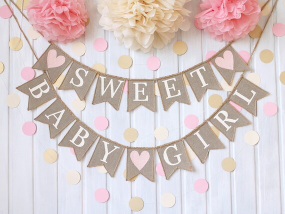 sweet baby girl banner baby girl shower banner baby girl etsy