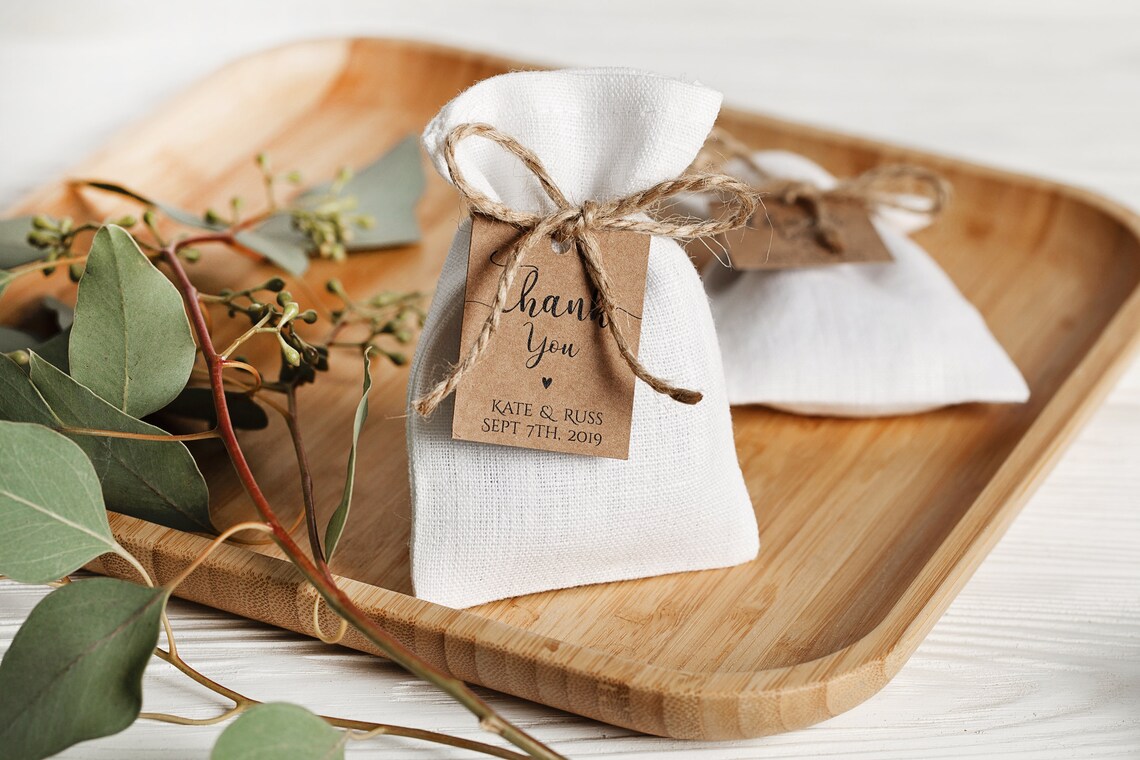 Small Wedding Gift Bags White Favor Linen Bags Linen Wedding Etsy