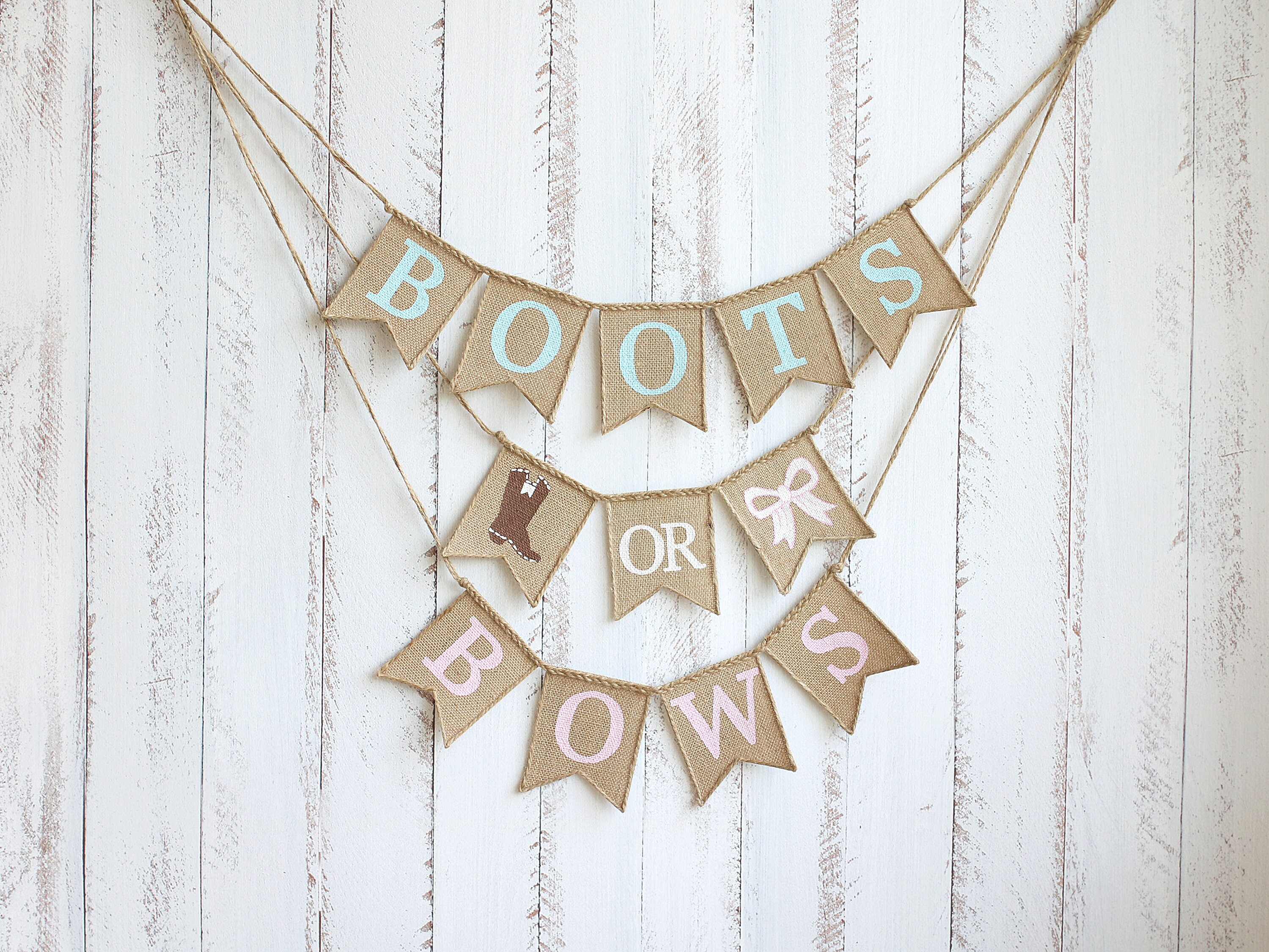 Boots Or Bows Gender Reveal Banner Golf Gender RevealBoy Or Etsy