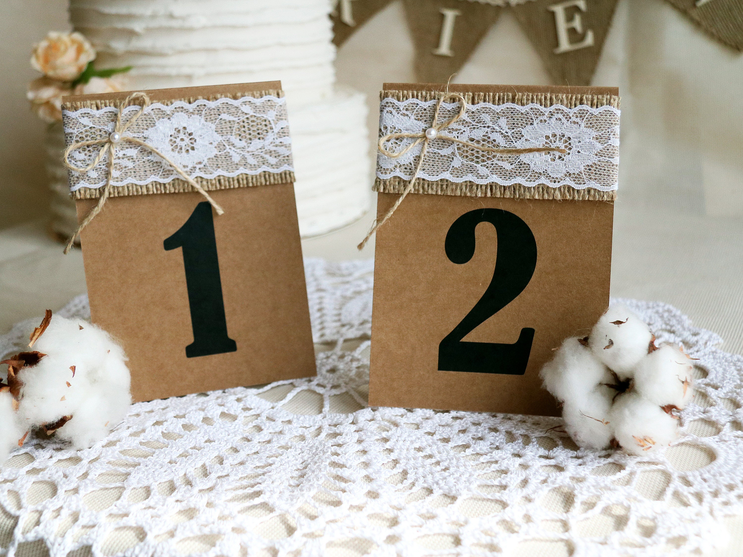 Burlap Wedding table numbers Rustic Table Numbers Wedding Etsy