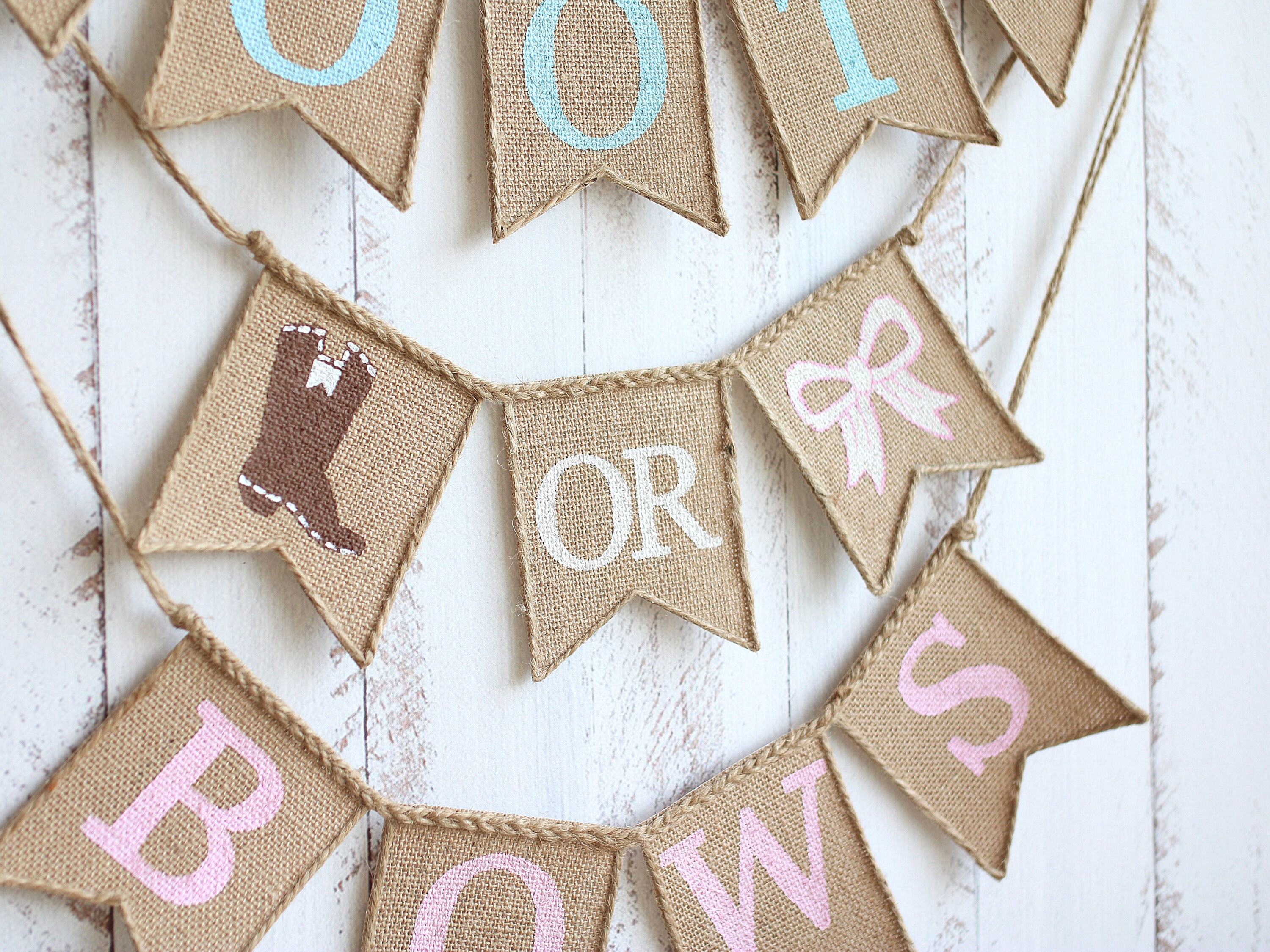 Boots Or Bows Gender Reveal Banner Golf Gender RevealBoy Or Etsy