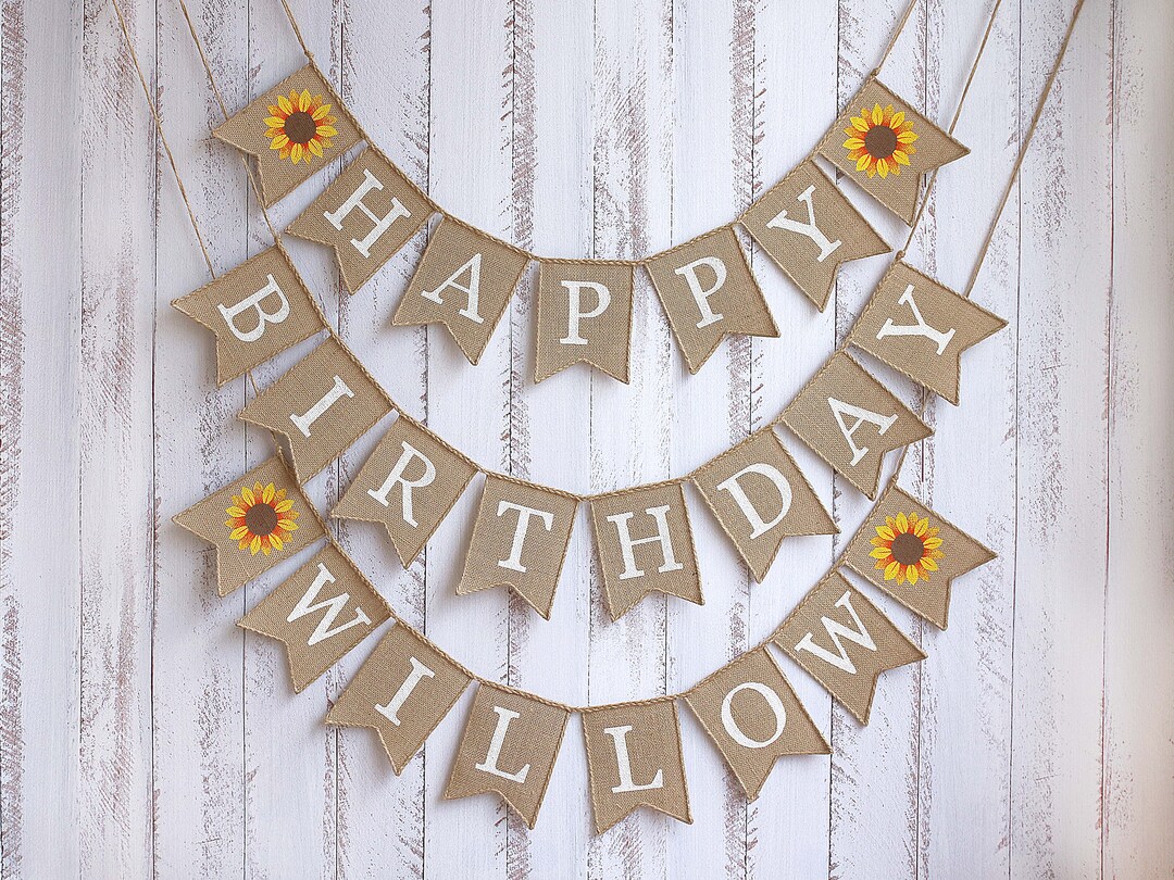 Sunflower Happy Birthday Banner Sunflower Birthday Decor Etsy