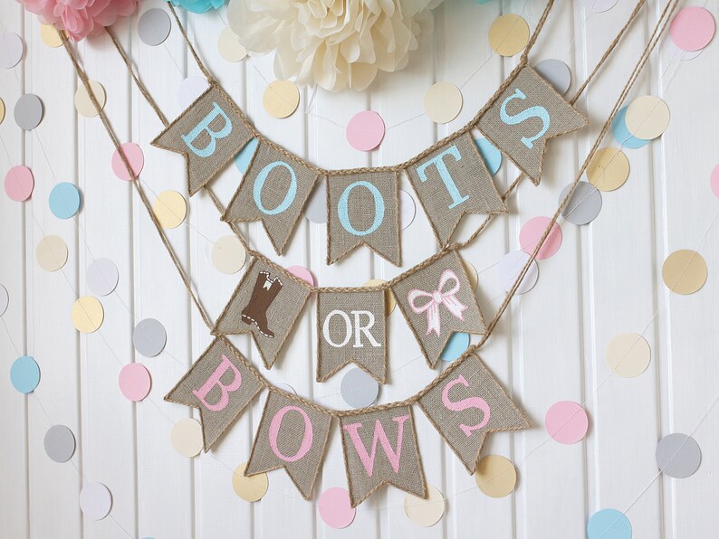 Boots or Bows Gender Reveal Banner Golf Gender Revealboy or Etsy