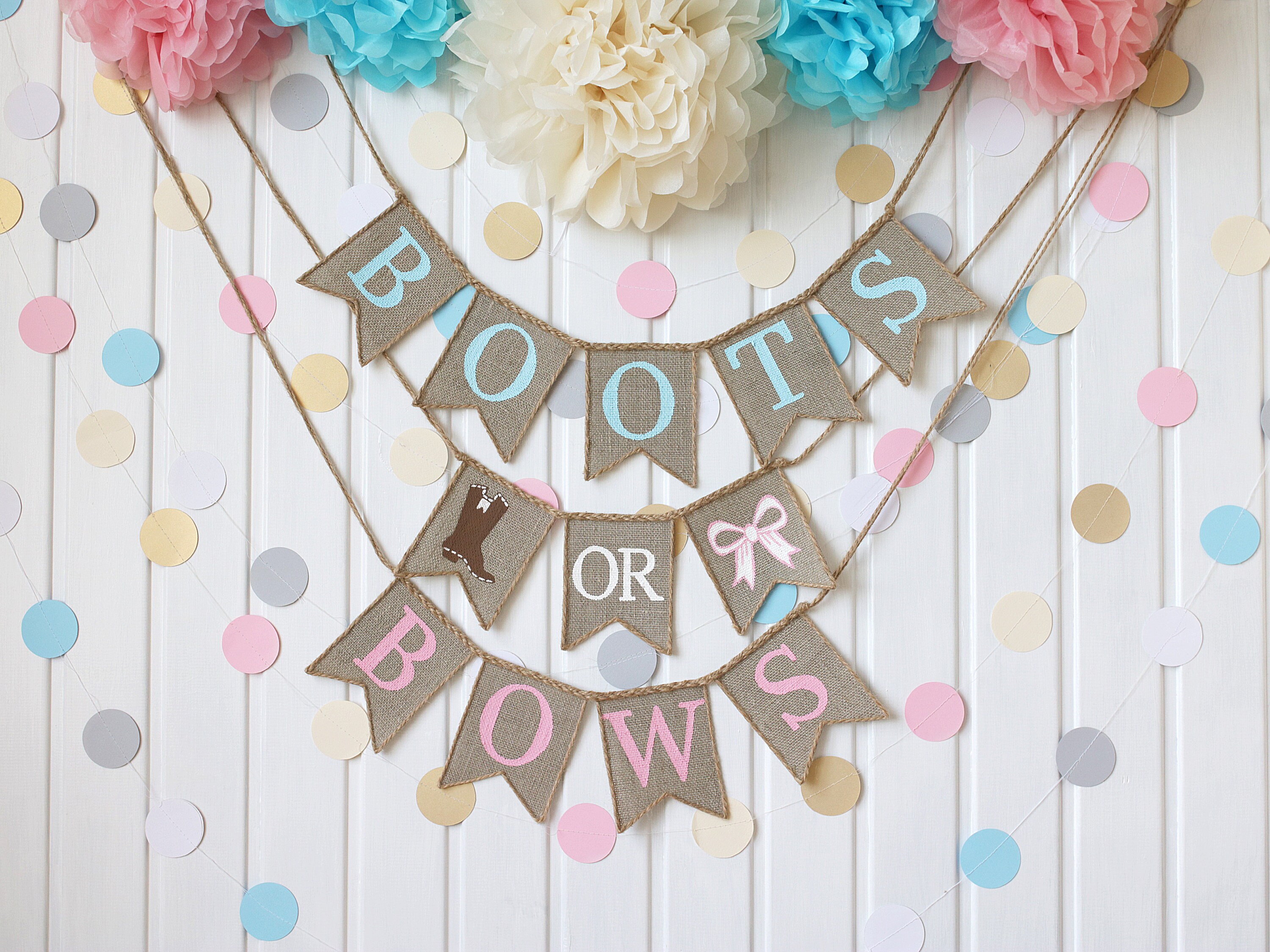 Boots Or Bows Gender Reveal Banner Golf Gender RevealBoy Or Etsy