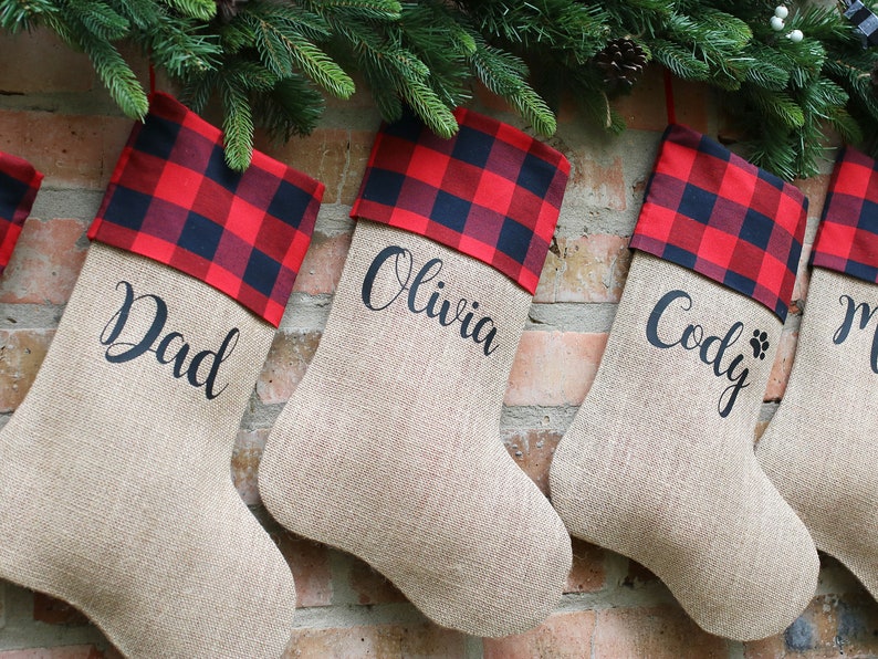 personalized christmas stockings, rustic christmas stocking, burlap christmas stocking, christmas stocking, personalized stockings image 3