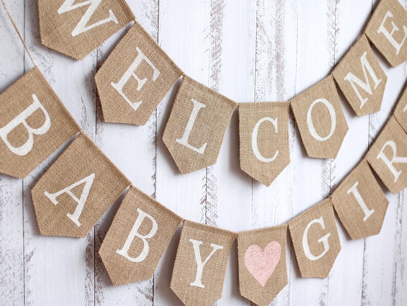Baby Girl Banner Burlap Baby Girl Banner Custom Baby Etsy