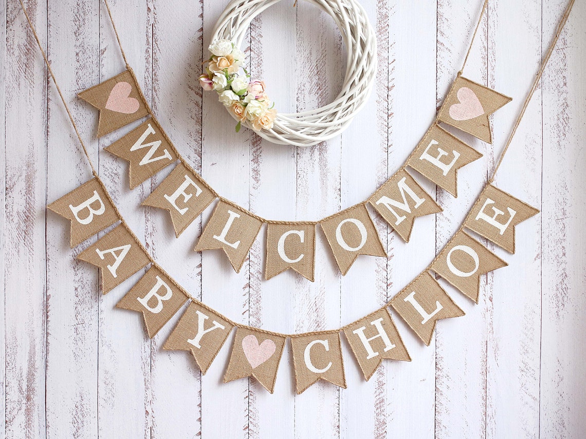 Baby Banner Burlap Baby Banner Custom Baby Banner Etsy