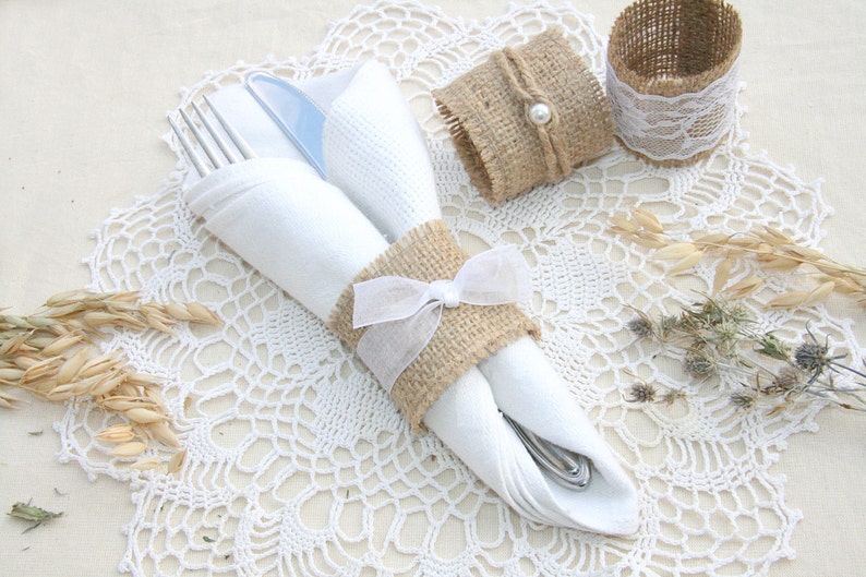 Burlap Wedding Napkin Rings, Rustic Wedding Decor, Rustic Wedding Napkin, Wedding Table Decor, Rustic Wedding, Rustic napkin holder image 2