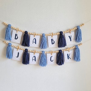 Boy Blue Banner, Custom Baby Banner, baby shower banner, baby shower bunting, Tassel bunting, Tassel banner
