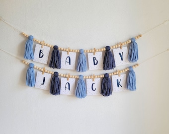 Boy Blue Banner, Custom Baby Banner, baby shower banner, baby shower bunting, Tassel bunting, Tassel banner