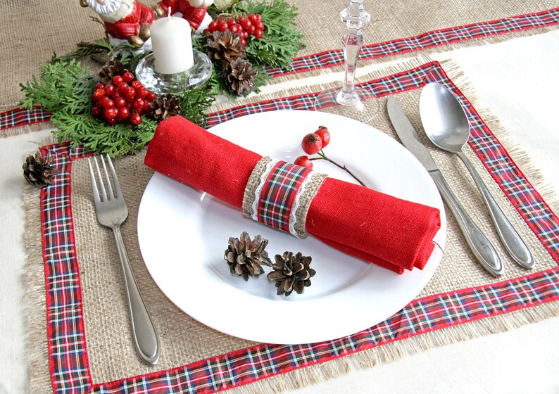 Christmas Placemats Burlap Placemats Christmas decor Etsy