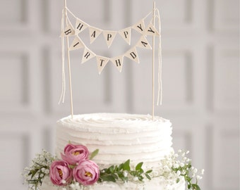 Happy Birthday Cake Banner, Birthday Cake bunting, Happy birthday sign, Party cake topper