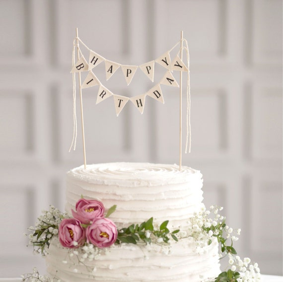 Happy Birthday Cake Banner Birthday Cake Bunting Happy Etsy