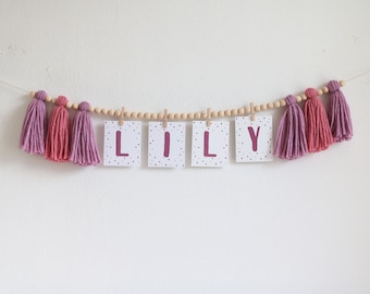 personalized baby banner, Blush Pink Girl's Birthday Party, baby banner, Blush Pink baby shower, Tassel bunting, Girl 1st birthday decor