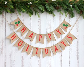 Happy Holidays Banner Jointed Christmas Banner Holiday Decoration Party Supply 