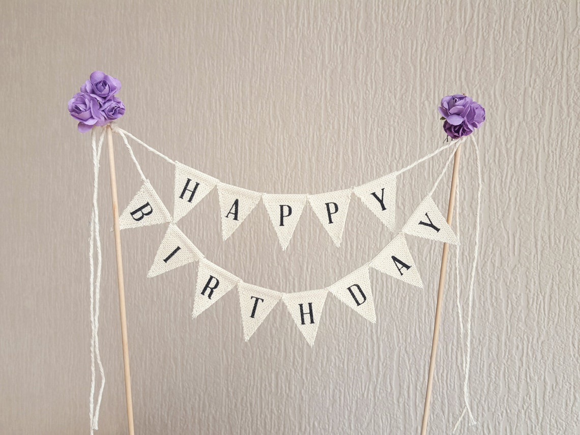 Happy Birthday Cake Topper Banner Happy Birthday Sign Cake Etsy