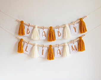 Fall Shades Birthday Banner, Tassel Garland 1st Autumn banner, Rust Mustard boho birthday. Earth Shades Yarn tassel garland, Fall birthday