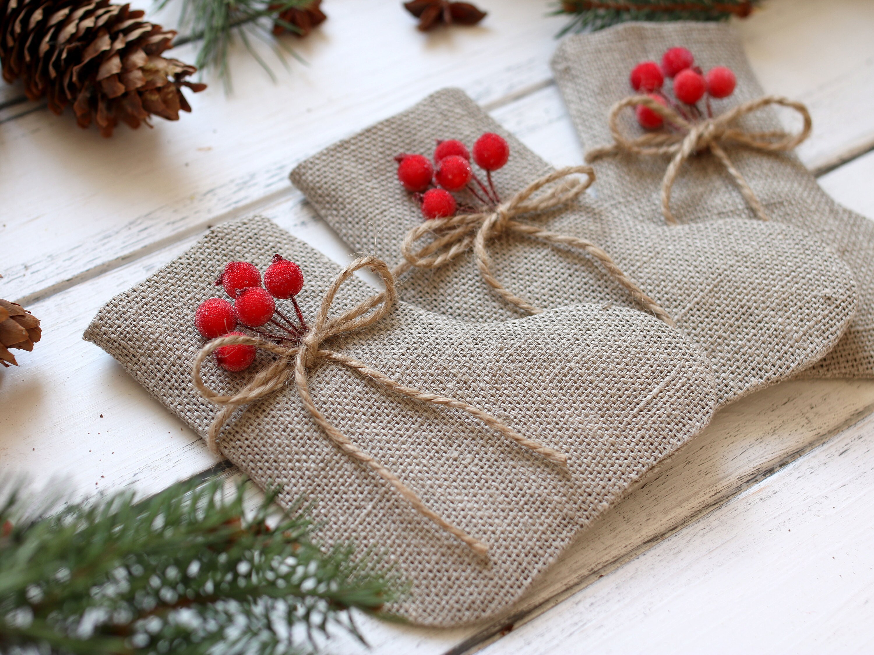 Christmas Silverware Holder Christmas Table Decor Burlap Etsy