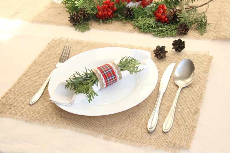 Christmas Placemats Burlap Placemats Christmas Decor Etsy