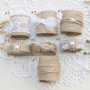 Burlap Wedding Napkin Rings, Rustic Wedding Decor, Rustic Wedding Napkin, Wedding Table Decor, Rustic Wedding, Wedding Napkin Rings image 5