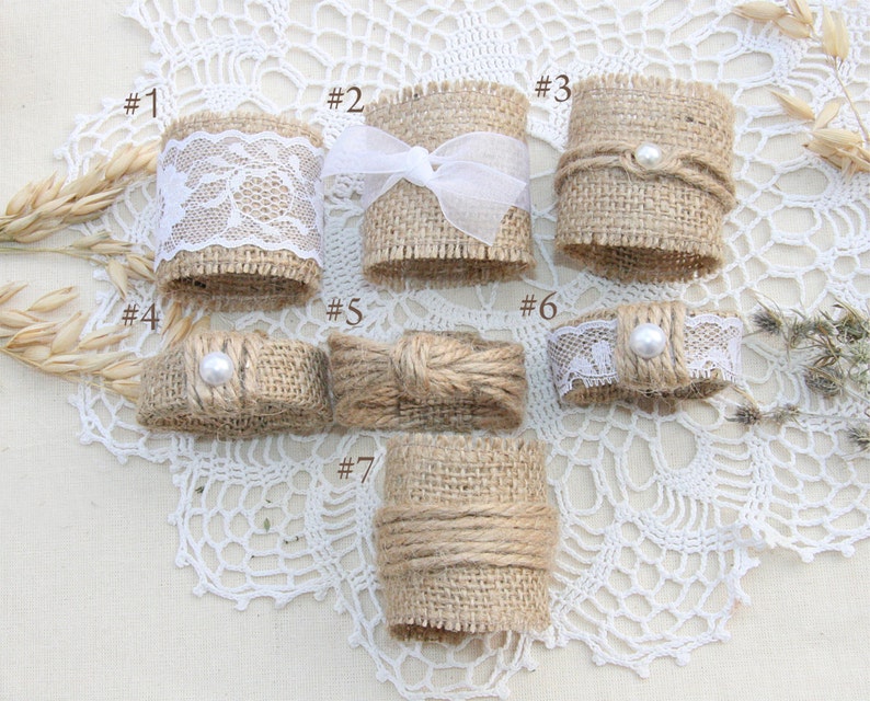 Burlap Wedding Napkin Rings, Rustic Wedding Decor, Rustic Wedding Napkin, Wedding Table Decor, Rustic Wedding, Wedding Napkin Rings image 5